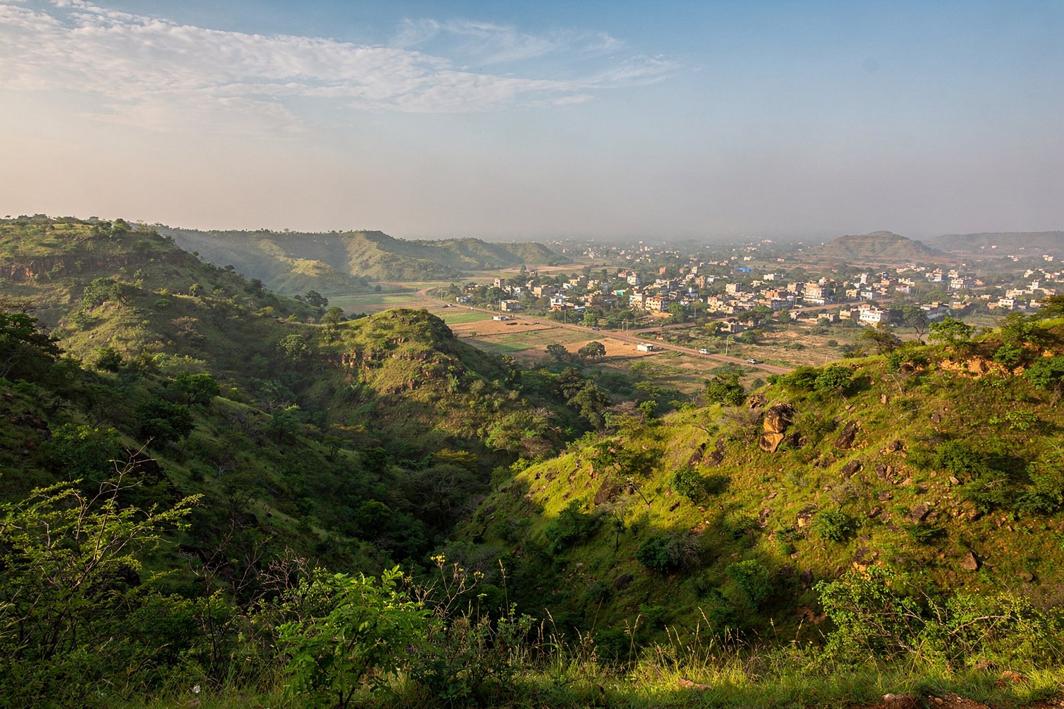 Hills around a valley with a town in northern Tamil Nadu (illustrative image)